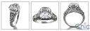 Engagement 2 Ct Asscher .75 Ct Pave Cubic Zirconia Cz Ring