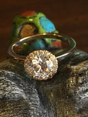 Round Cubic Zirconia 1 Carat High Quality CZ Halo Style 14k Yellow Gold Engagement Ring