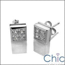 1 Ct Invisible Set Princess Cubic Zirconia CZ Earrings