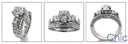 CZ Matching Engagement Ring Set 2.75 TCW Round Center Pave Cubic Zirconia Sides 14K W Gold Ring
