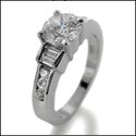 Engagement Round 1 Ct Channeled Baguettes Ct Rounds Cubic Zirconia Cz Ring