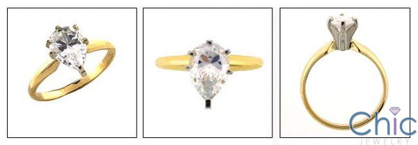 Solitaire .25 Pear Shape Tiffany Cubic Zirconia Cz Ring