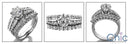 Matching Set Round 1 Ct Center 1.5 TCW Cubic Zirconia Cz Ring