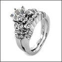 Matching Set 1 Ct Round Center Channel Ct Bezel Cubic Zirconia Cz Ring