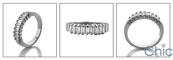 Wedding All Baguettes in prongs Cubic Zirconia CZ Band 
