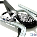 Matching Set 1 Ct Emerald Cut Cubic Zirconia Engagement Ring Curved Channel Set Band 14K Gold