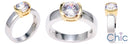 Solitaire 1 Ct Two tone 1 Ct Round Half Bezel Engagement Cubic Zirconia Cz Ring