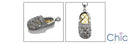 Cubic Zirconia CZ Bandaby Shoe Two Tone Gold Charm Pendant