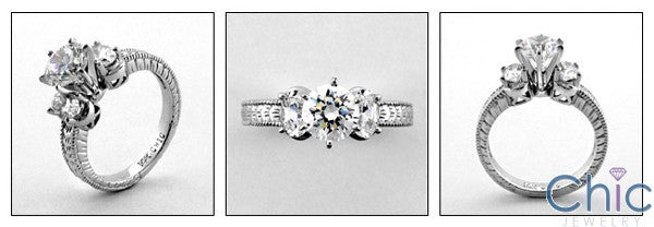 Engagement Brilliant 1 Ct Cubic Zirconia Engraved shank Cubic Zirconia Cz Ring