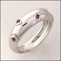 Wedding .15 Ct Ruby Princess in Bezel Cubic Zirconia CZ Band