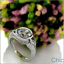 Round 2Ct Cubic Zirconia Bezel Twisted Shank 14K White Gold Ring