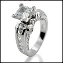 Engagement Princess 1 Ct Center Channel Princess Round Pave Cubic Zirconia Cz Ring