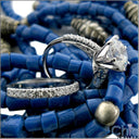 Matching Set 3 Ct . Round Cubic Zirconia Center Engagement Ring with Wedding Band 14k W Gold