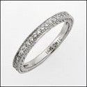 Wedding Engraved Shank Round Pave Cubic Zirconia CZ Band 