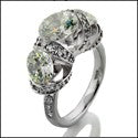 3 Round Cubic Zirconias In Channel Pave 14K White Gold Anniversary Ring