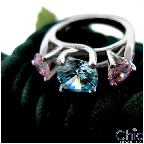Anniversary Pink Ct Blue Diamond Color Cubic Zirconia Cz Ring