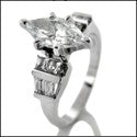 Engagement 1.5 Marquise center Channel Cubic Zirconia Cz Ring