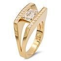 Emerald Cut CZ Channel Set Horizontally Euro Shank 14K Gold Ring