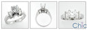 Cubic Zirconia Engagement Ring Round Center 1 Carat 4 Prong Channel Baguettes 14K White Gold