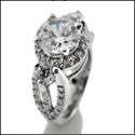 Engagement 1.75 Brilliant Center Split Pave Cubic Zirconia 14k White Gold Ring