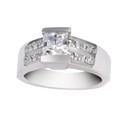 0.75 Princess Channeled Center Cubic Zirconia Cz Engagement14K W Gold Ring