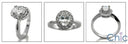 Oval 1 Ct Cubic Zirconia Center Halo Pave Plain Band Engagement Ring 14K White Gold