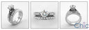 Matching Set 1 Ct Round Center Pave Cubic Zirconia Cz Ring