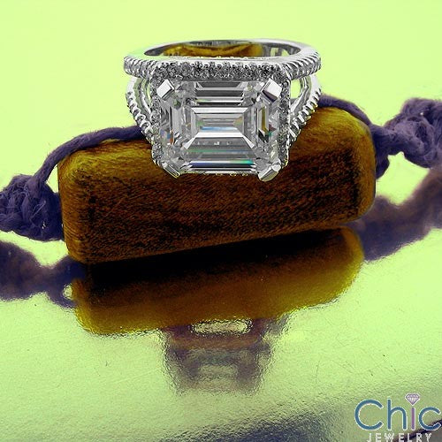 Engagement 4.5 Emerald Cut East West Set Cubic Zirconia Split pave shank Ring