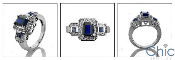 Anniversary Sapphire Emerald Pave Cubic Zirconia Cz Ring