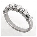 Cubic Zirconia  Baguette Round Channel Set Shank 14K W Gold Wedding Band