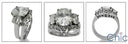 Matching Engagement Ring Set 3 Carat Oval Cubic Zirconia Three Stone and Curved Band 14K White Gold