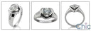 1 Ct Round Half Bezel Cubic Zirconia 14k White Gold Engagement Ring