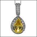 Cubic Zirconia Cz 4 Ct Canary Pear Pave Bail Pendant