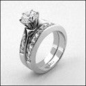 Matching Set 1 Ct Round Center Pave Cubic Zirconia Cz Ring