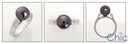9mm Black Synthetic Pearl Cubic Zirconia 14K White Gold Ring