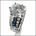 Engagement 2.5 Ct Round Channel Sapphire Princess Cubic Zirconia Cz Ring