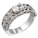 Estate 1 Ct Oval Center Etched Detail Cubic Zirconia Cz Ring