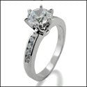 Engagement 1.25 Brilliant Tiffany 6 Prong Channel Cubic Zirconia 14k White Gold Ring