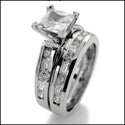 Matching Set 1 Ct Princess Center Round Channel Wedding Cubic Zirconia Cz Ring