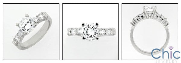 Engagement 1.25 Round center prong set Cubic Zirconia Cz Ring