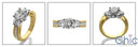 Engagement 1.25 Round Two Tone Channel Princess Cubic Zirconia Cz Ring