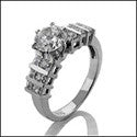 Engagement Brilliant Round Center 1 Ct Channel set Cubic Zirconia Cz Ring