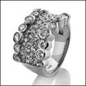 Cubic Zirconia Band Bezel and Pave Set 14k White Gold