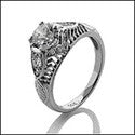Estate 0.60 Ct Round Center Cubic Zirconia Cz Ring