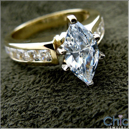 Engagement Marquise 1.5 Ct Center Channel Cubic Zirconia Cz Ring