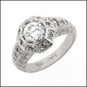 Estate 1 Ct Round Stone Cubic Zirconia Cz Ring