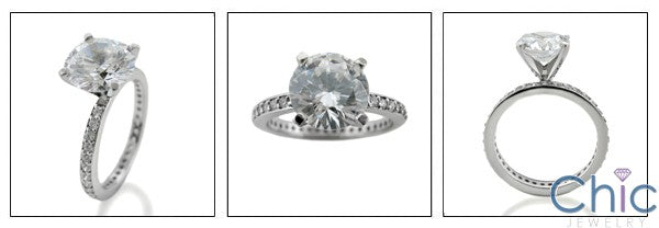 Engagement 1.5 Round 4 Prong Center Pave Eternity Cubic Zirconia Cz Ring