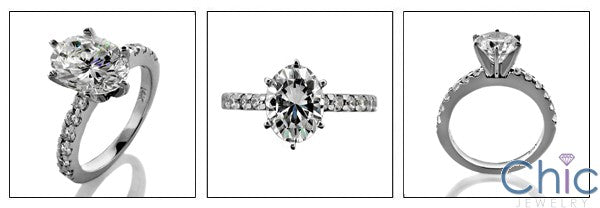 Engagement Oval 2 Ct Tiffany Prong Ct Pave Cubic Zirconia Cz Ring