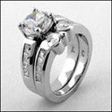 Matching Set 1.5 Round Center Fitted Channel Cubic Zirconia Cz Ring