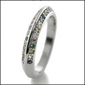 Wedding Multi Color Pave Set Knife Shank Cubic Zirconia CZ Band 